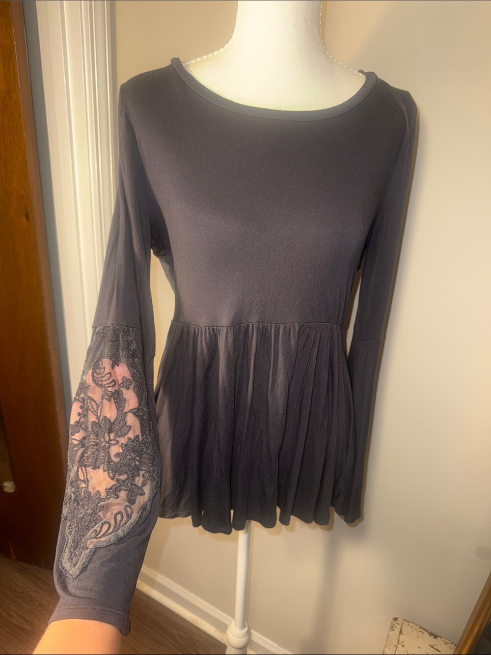 American Eagle "Soft & Sexy" Lace-Insert Bell Sleeve Blouse